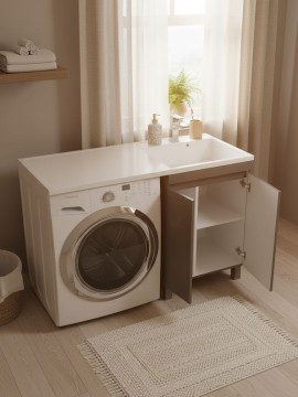 Тумба под стиральную машину напольная Uperwood Magenta 45х50х76,5 см, черная, с дверцами
