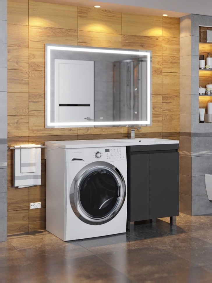 Тумба под стиральную машину напольная Uperwood Magenta 45х50х76,5 см, черная, с дверцами