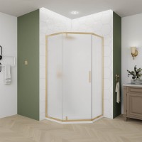 Душевой угол Veconi Ottimo P10 G, 1000x1000x1900, золото брашинг, стекло матовое