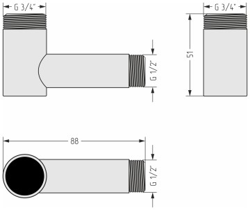 Уголок переходной (G 3/4" НР х G 1/2" НР)