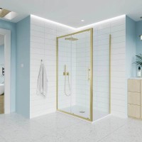 Боковая панель Evo SP G, 800x1951, золото брашинг, прозрачное стекло