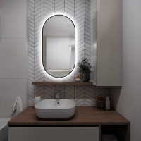 AQM9109B 550x1050 Зеркало с подсветкой и подогревом, универсальный монтаж