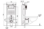 Комплект подвесной унитаз ABBER Rechteck AC1201MB черный матовый с инсталляцией AC0105 и кнопкой AC0121MMG золото матовое