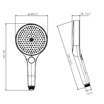 AQM8504MB Ручной душ O135мм, 4 режима, слайдер, Черный