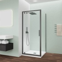 Душевой угол Veconi Ottimo P30SP GR, 800х800х1900 графит брашинг, стекло прозрачное