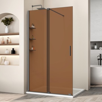 Душевая перегородка Волк-Ин (Walk-In) VSW-1WSL120GSGM, 1200*2000, вороненая сталь, стекло янтарь