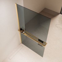 Душевая перегородка Walk-In VSW-1HR100MRG, 1000*2000, матовый золотой, стекло зеркальное