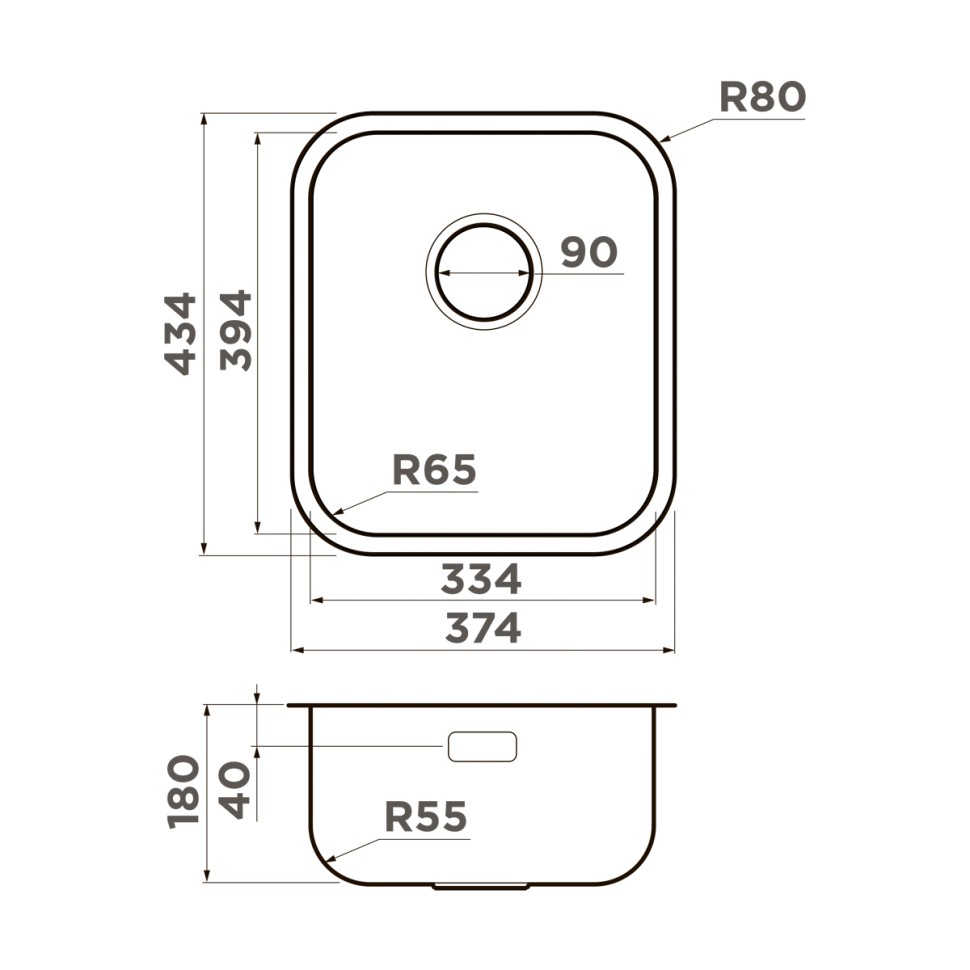 Кухонная мойка Omoikiri Omi 38-U/I-IN нерж. сталь/нержавеющая сталь