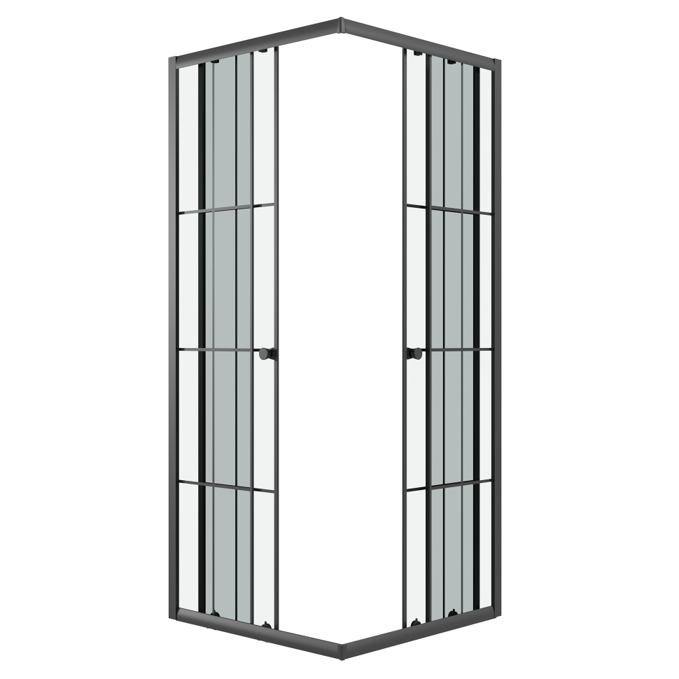 Душевое ограждение Niagara Eco NG-1010-14QKL (100х100х190) квадрат,раздвижное,черный,стекло клетка,1 место