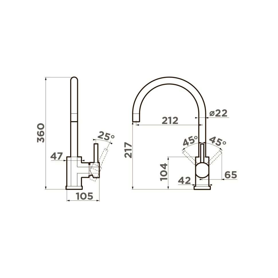 Смеситель для кухни Omoikiri Wakayama-BN латунь/нержавеющая сталь