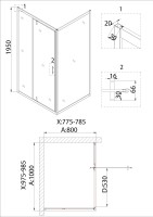 Душевое ограждение Niagara Nova NG-63-10A-A80 (100х80х195) прямоугольник,хром,двери распашные,стекло прозрачное,2 места