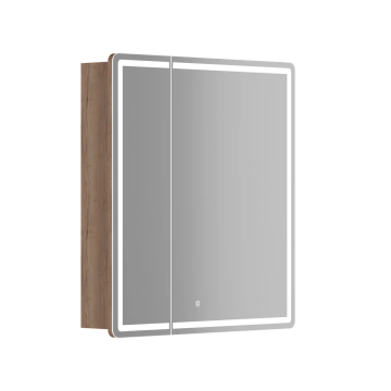 Зеркальный шкаф для ванной комнаты SANCOS Mirror 690x150х740 мм, с LED подсветкой, цвет дуб галифакс натуральный, с розеткойарт. MI70EG