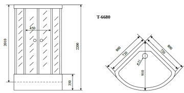 Timo Standart T-6680 Silver Fabric душевая кабина (80*80*220), шт
