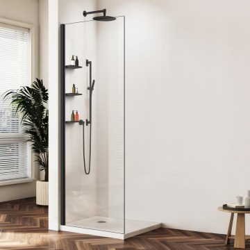 Душевая перегородка Волк-Ин (Walk-In) VSW-1HWS600CLB, 600*2000, черный, стекло прозрачное