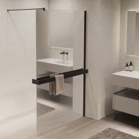 Душевая перегородка Walk-In VSW-1HR100MRB, 1000*2000, черный, стекло зеркальное