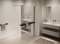 Душевая перегородка Walk-In VSW-1HR100MRB, 1000*2000, черный, стекло зеркальное