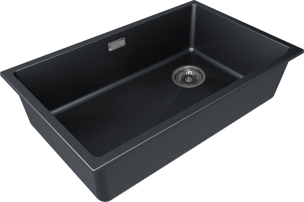 Мойка LUMI 74UNI-SKEW, IT-GRANIT, LU74SK-BLM, черный металлик, 740х440, Paulmark