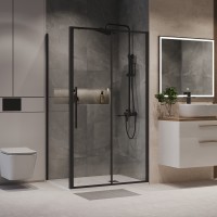 Душевое ограждение Niagara Nova NG-84-12AB-A80B-34 (120х80х195) прямоугольник,черный матовый,дверь раздвижная,стекло прозрачное,2 места