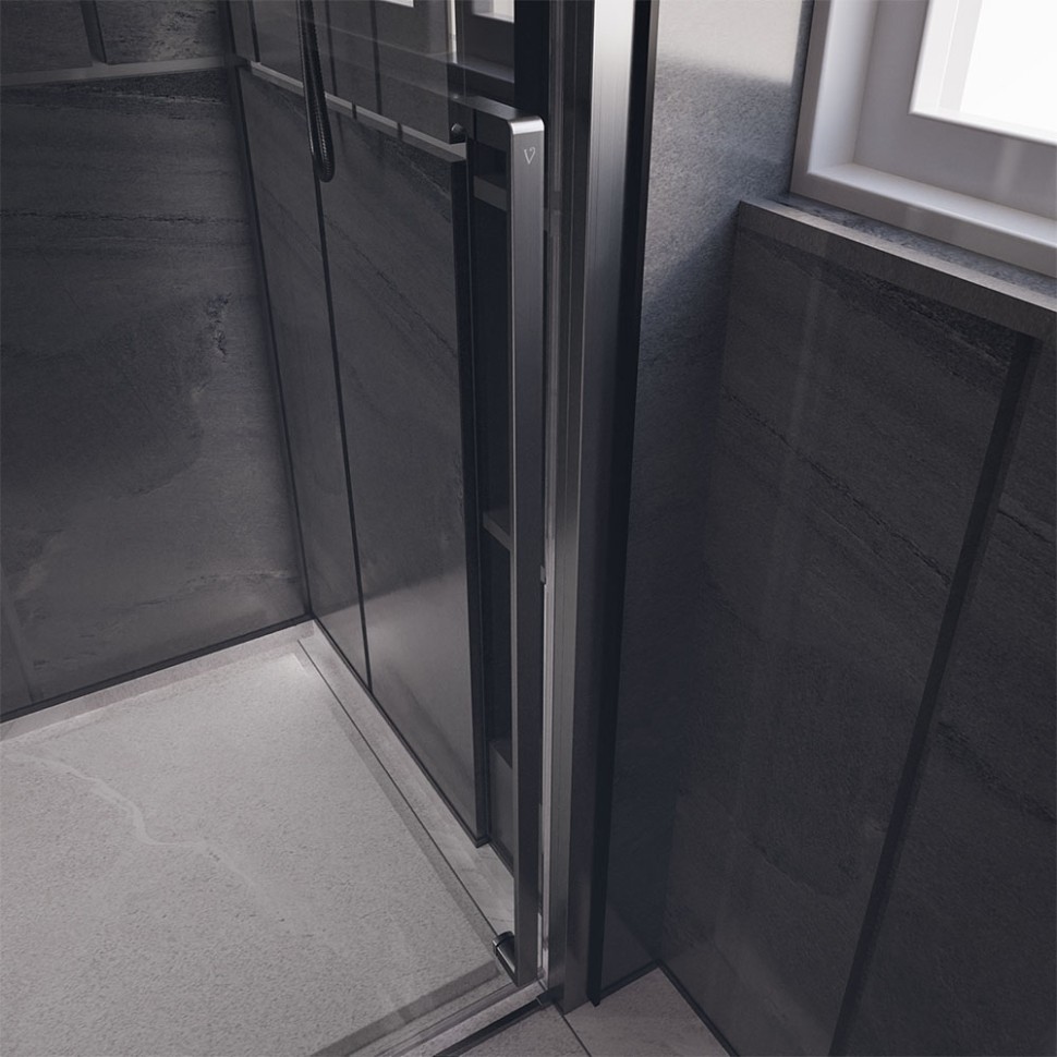 Душевой угол Veconi Premium Trento PTC-SP-30GR, 1300х1000x2000, брашированный графит, стекло прозрачное