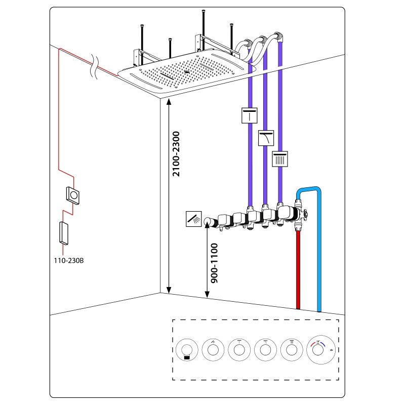 Душевая система встроенная с термостатом Timo Saona SX-2319/03SM черный