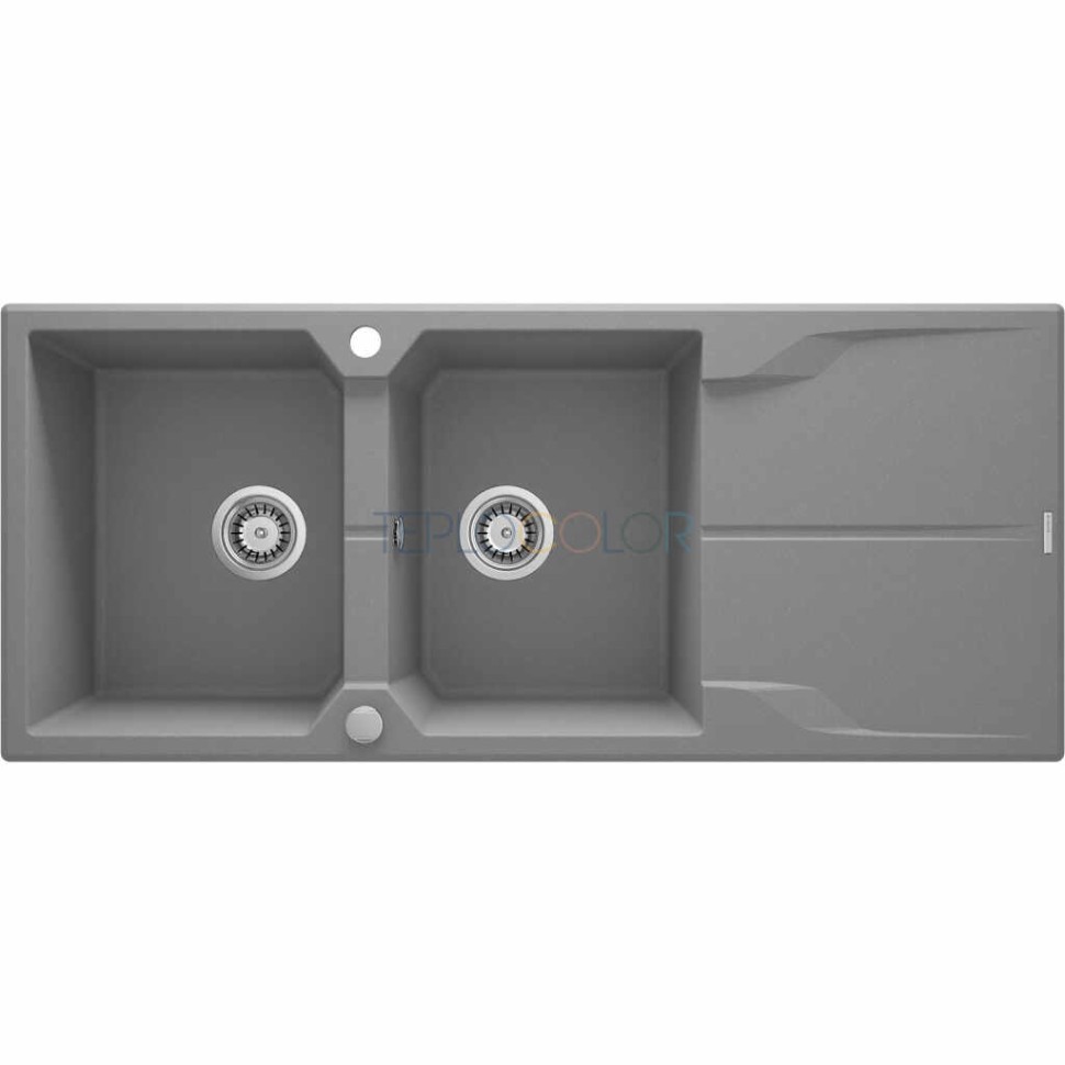 Гранитная мойка, 2-чаши с осушкой