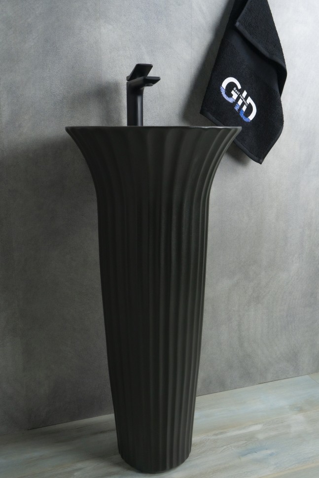 Раковина Gid Nb132bg 81114 накладная под черная графит 41x41x84