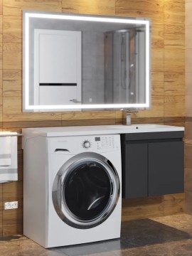 Тумба под стиральную машину подвесная Uperwood Magenta 55х50х55 см, черная, с дверцами
