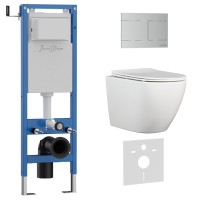 Комплект 3в1 IBERICA BLANCA инсталляция SILENCIO MINI, унитаз BILBAO ALTO белый, кнопка смыва INOX-R хром матовый (IB.001M.BLA.234.1501)