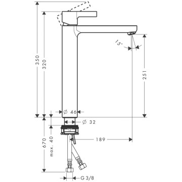 Смеситель для раковины Hansgrohe Metris S Highriser, без сливного набора 31023000, хром