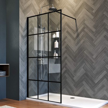 Душевая перегородка Veconi Korato KR-80, 900x2000, черный, стекло прозрачное
