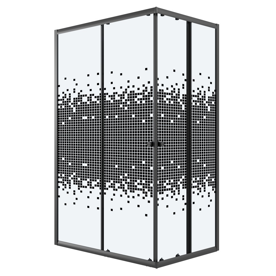Душевое ограждение Niagara Eco NG-1012-14QBLACK (120х80х190) прямоугольник,раздвижное,черный,стекло мозаика,1 место