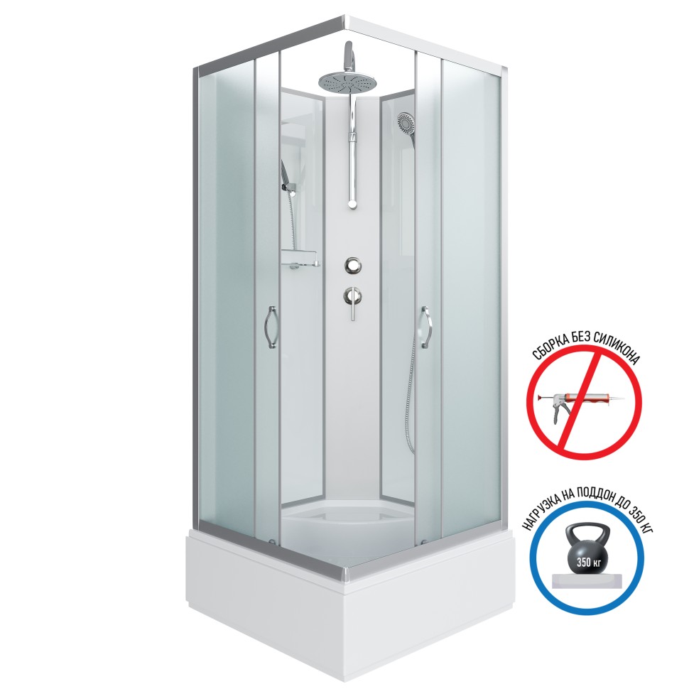 Душевая кабина Niagara Classic NG-1108-14BKT (90х90х210) средний поддон(26см),стекло матовое,4 места с полкой