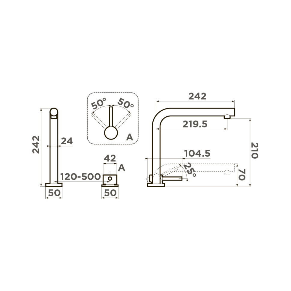 Смеситель для кухни Omoikiri Nara-BN латунь/нержавеющая сталь