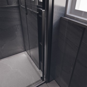 Боковая панель Veconi Premium Trento SP-30B, 800х2000, черный матовый, стекло прозрачное