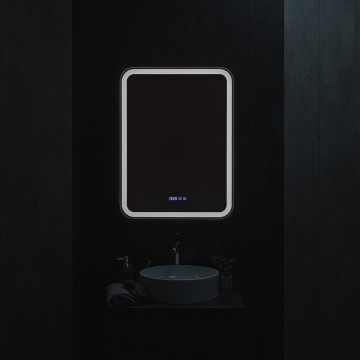 AQM9204 600х800 Зеркальный шкаф ЛЕВЫЙ с подсветкой, подогревом и часами, корпус Антрацит
