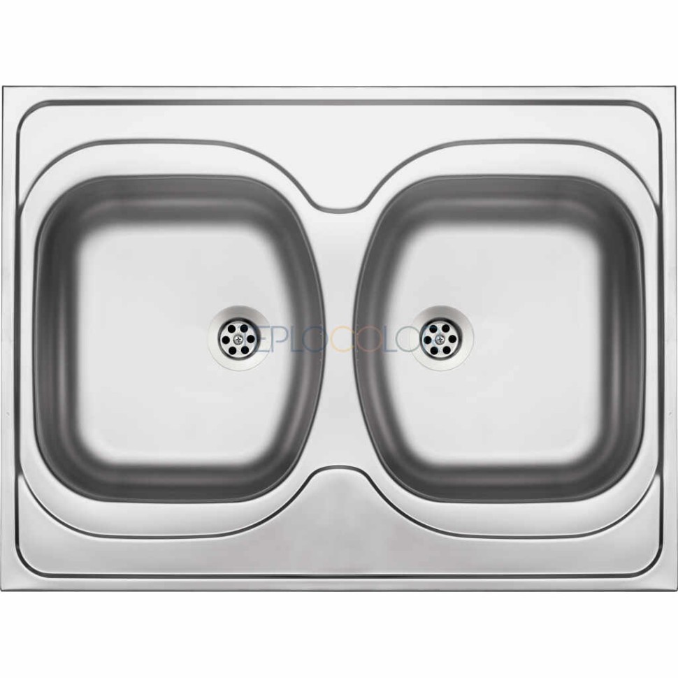 Стальная мойка, 2-чаши - накладываемый