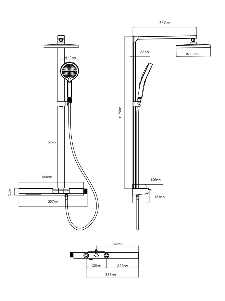 Душевая стойка Arco VSFS-4AR1BG с изливом, брашированное золото