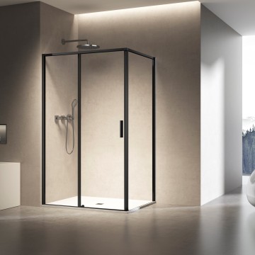Душевой уголок Слим 8мм (Slim 8mm) VSR-6SL8011CLB, 1100*800, черный, стекло прозрачное