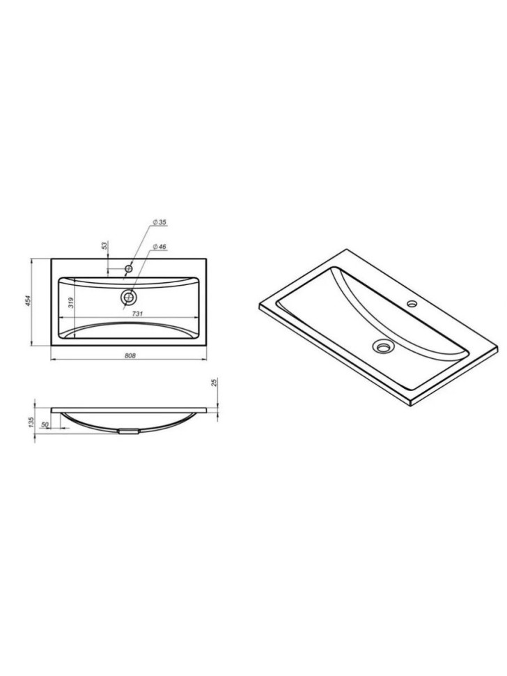 Раковина для ванной Uperwood Self 60х45х15 см, белая глянцевая