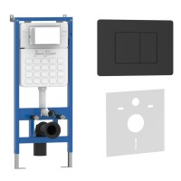 Комплект 2в1 IBERICA BLANCA инсталляция SILENCIO, кнопка смыва INOX-C черный матовый (IB001.112)