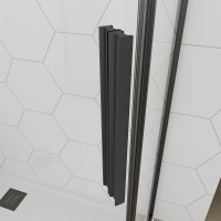 Душевой угол Veconi Ottimo P10 B, 800x800x1900, черный матовый, стекло тонированное матовое