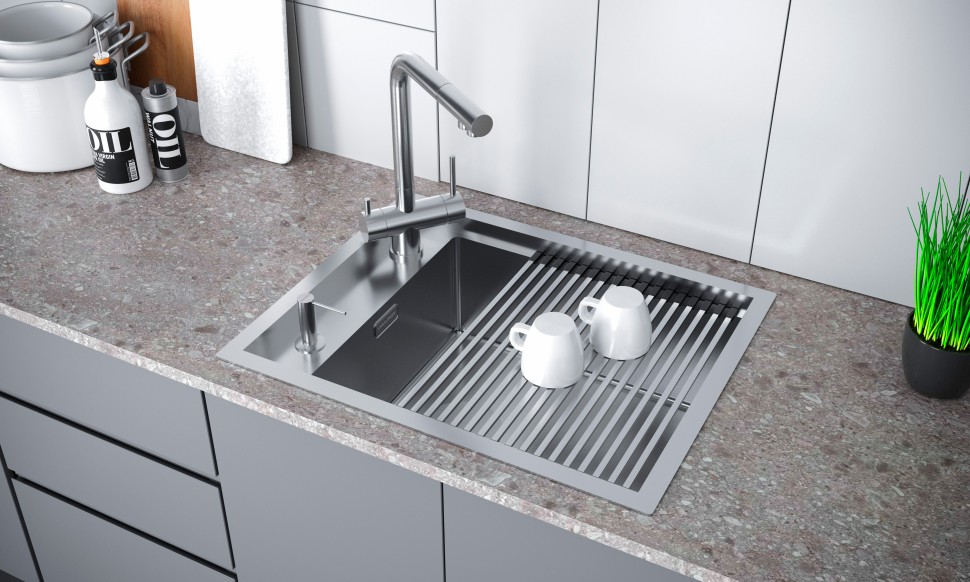 Мойка нерж. сталь SHELF 58 UNI, PM725846-BS, брашированная нерж.сталь, 580х460мм, Paulmark