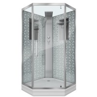 Душевая кабина Niagara Luxe NG-7799WBK (90x90х210) низкий поддон(15см),дверь распашная,стенки серебро,без крыши,4 места