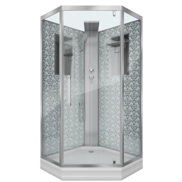 Душевая кабина Niagara Luxe NG-7799WBK (90x90х210) низкий поддон(15см),дверь распашная,стенки серебро,без крыши,4 места