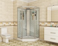 Душевая кабина Niagara Luxe NG-7799WBK (90x90х210) низкий поддон(15см),дверь распашная,стенки серебро,без крыши,4 места