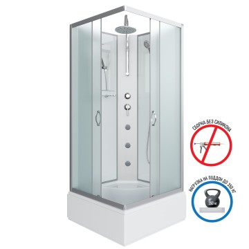 Душевая кабина Niagara Classic NG-1108-14BKTG (90х90х210) средний поддон(26см),стекло матовое,4 места с полкой