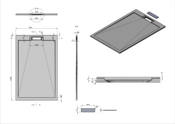 Поддон для душа из искусственного камня VST-4SRL9016W, 1600*900*25, антрацит