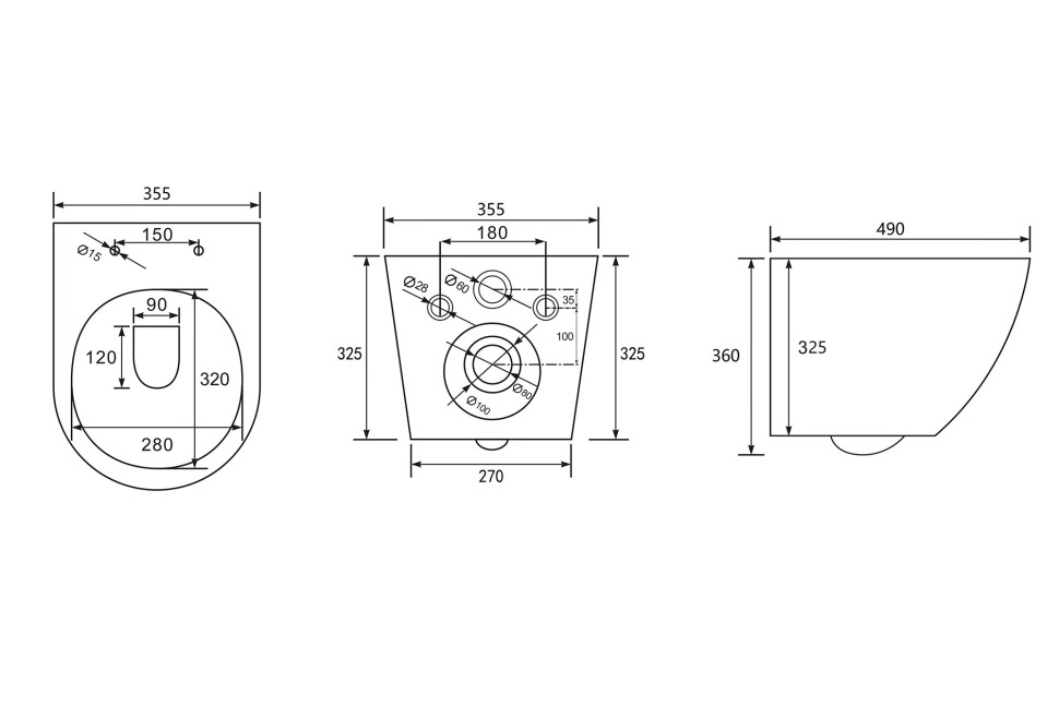 Унитаз ABBER Bequem AC1100T подвесной белый, безободковый, смыв торнадо