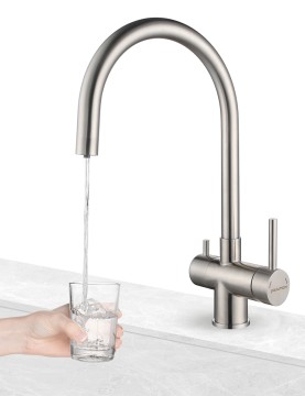 Смеситель для кухни HELLER, брашированная сталь, He213218-BS, Paulmark