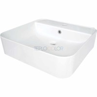 Керамическая раковина, на столешницу/настенная, с бортиком для смесителя